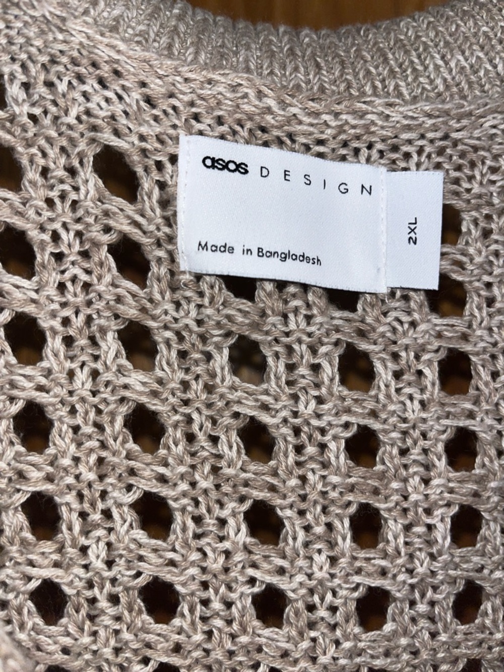 ASOS Taupe Open-Knit Short Sleeve Cardigan - Picture 7 of 10